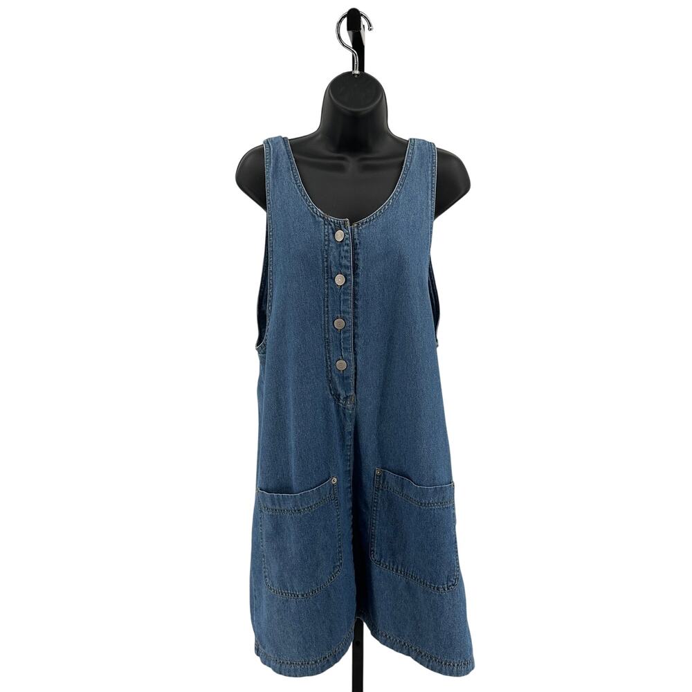Tape Measure Short Dress WMNS M #D2090581T Light Wash Denim Blue Sleeveless Mini